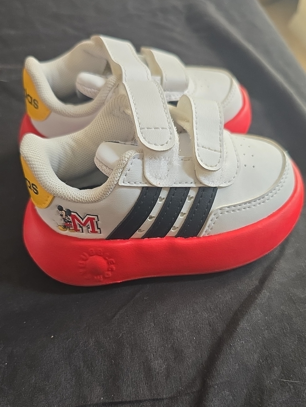 toddler Size 4K White and Red Athletic Sneakers with Velcro Straps